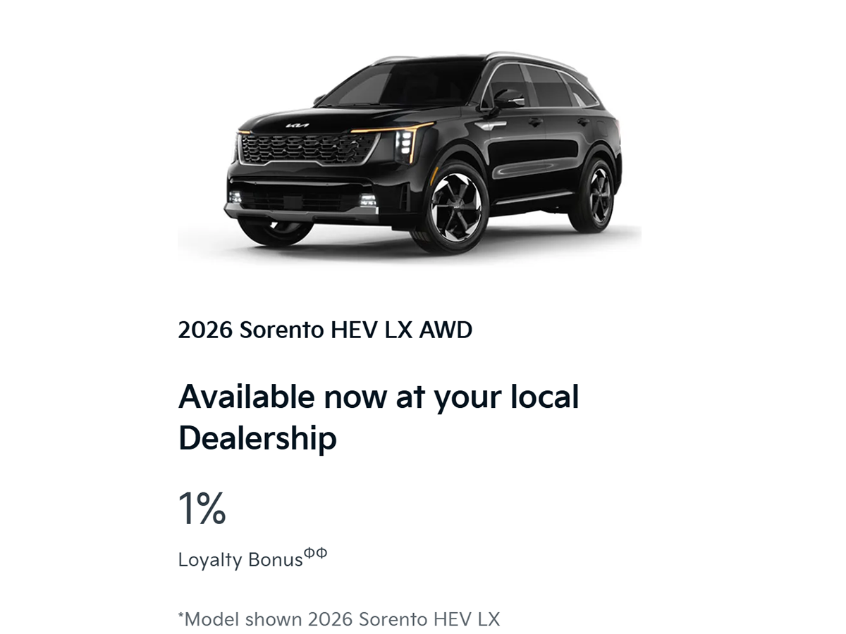 Christmas Specials – 2026 Kia Sorento HEV LX AWD
